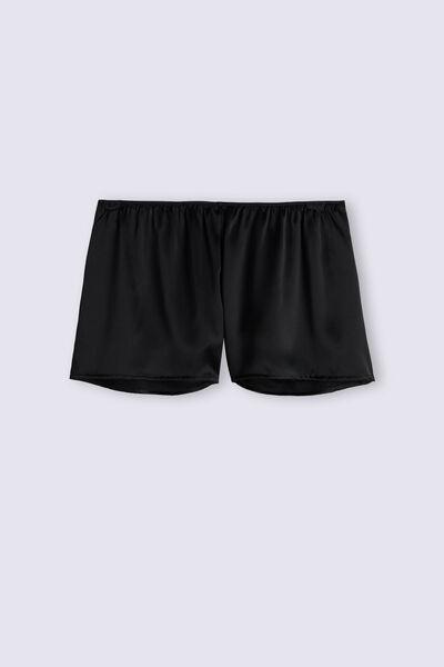 Black Smooth Silk-Satin Shorts, , large image number 2