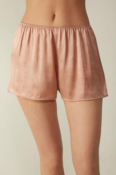 Pink Smooth Silk-Satin Shorts, , large image number 0