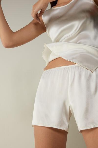 Women's Juno White Luxury Silk Shorts