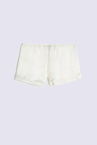 White Smooth Silk-Satin Shorts, , large image number 2