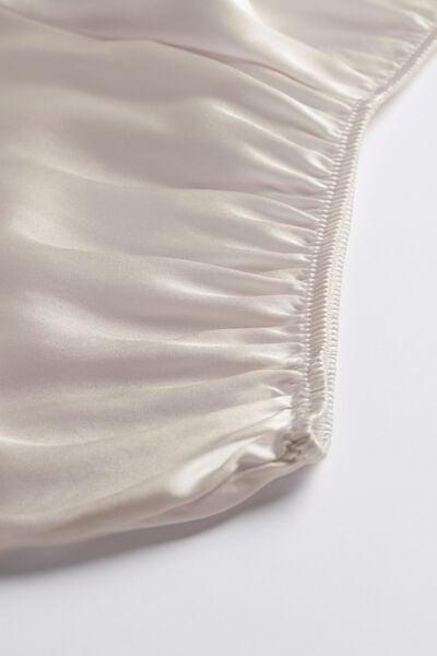 White Smooth Silk-Satin Shorts, Silk, large image number 5
