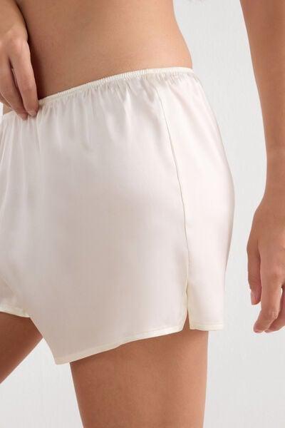 White Silk Shorts, Powder White, large image number 5
