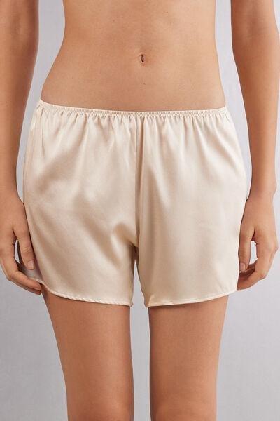 Cream Silk Shorts, , large image number 0