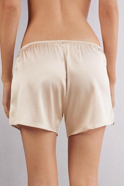Cream Silk Shorts, , large image number 3