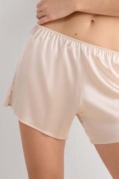 Cream Silk Shorts, Silk, large image number 5