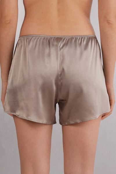 Beige Silk Shorts, , large image number 3