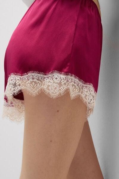 Pink Contrasting Lace Silk Shorts, 5601_110K, large image number 5
