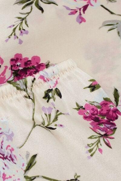 Pink Pretty Flowers Print Silk Shorts, 5601_057K, large image number 4