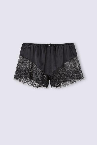 Intimissimi Black Living In Luxe Silk And Lace Shorts | Azadea UAE