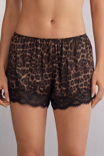 Multicolour Luxurious Leopard Viscose Shorts, , medium
