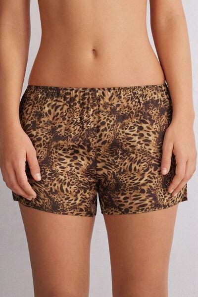 Brown Animal Print Shorts, , medium