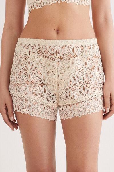 Beige Italian Riviera Lace Shorts, , large image number 0