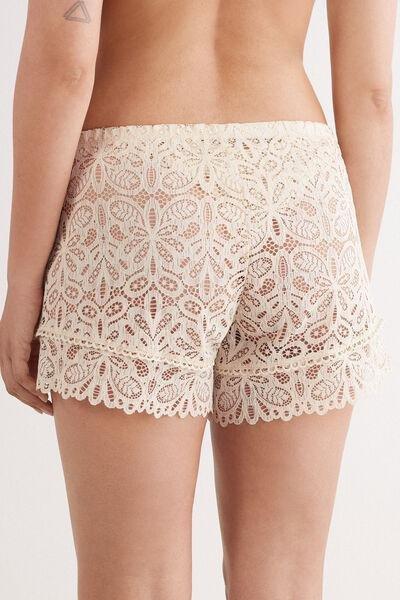 Beige Italian Riviera Lace Shorts, , large image number 3