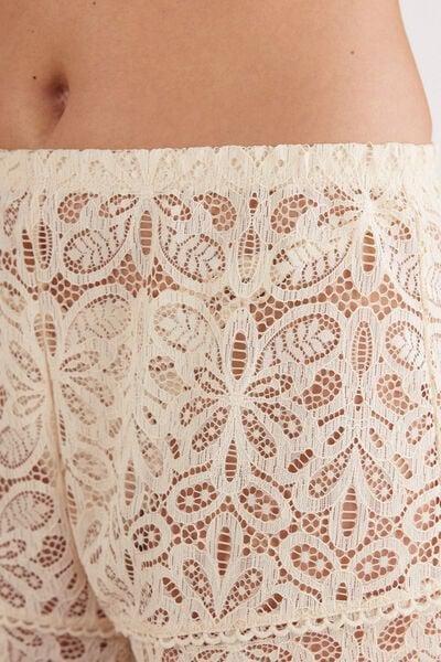 Beige Italian Riviera Lace Shorts, 5601_865J, large image number 5