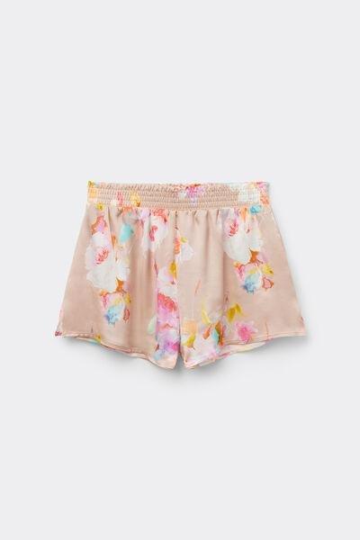 Pink Printed Satin Shorts, , large image number 1