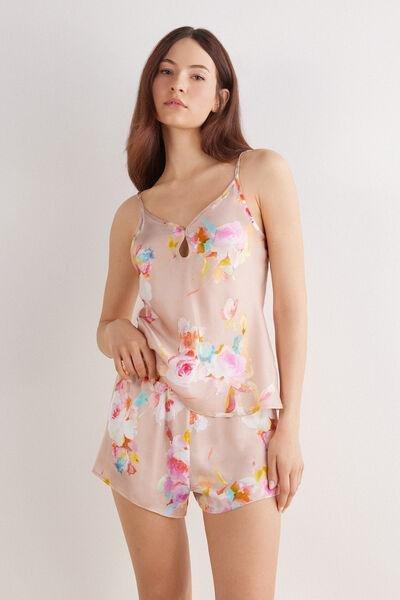 Pink Printed Satin Shorts, , large image number 2
