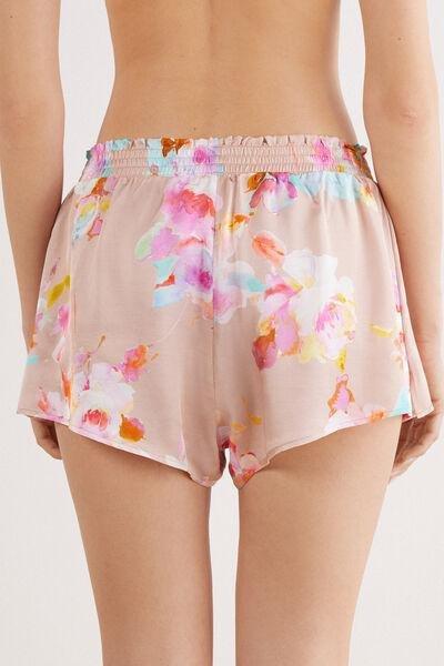 Pink Printed Satin Shorts, 5601_877J, large image number 3