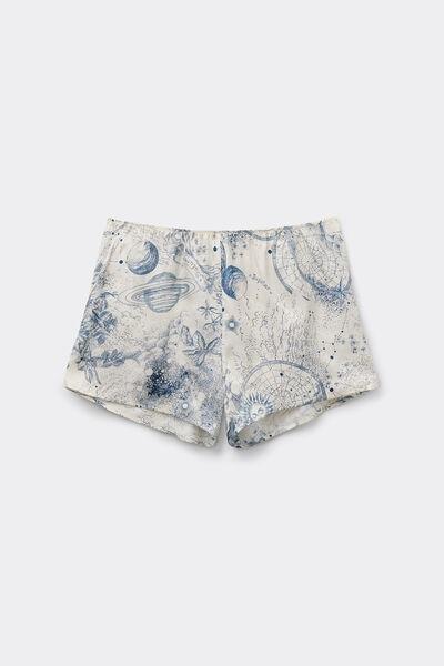 Cream Luxury Dreams Printed Satin Shorts, 5601_945J, medium