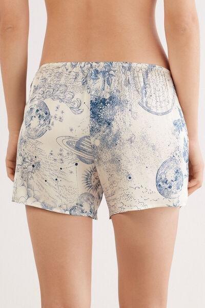 Cream Luxury Dreams Printed Satin Shorts, 5601_945J, large image number 3