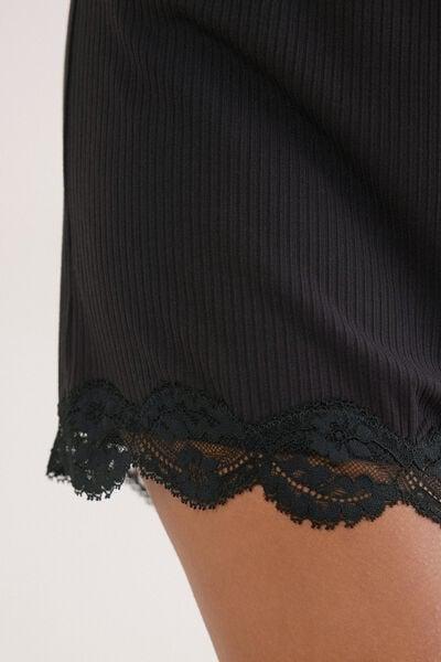 Black Your Everyday Wear Ribbed Lacy Shorts, Black, large image number 5