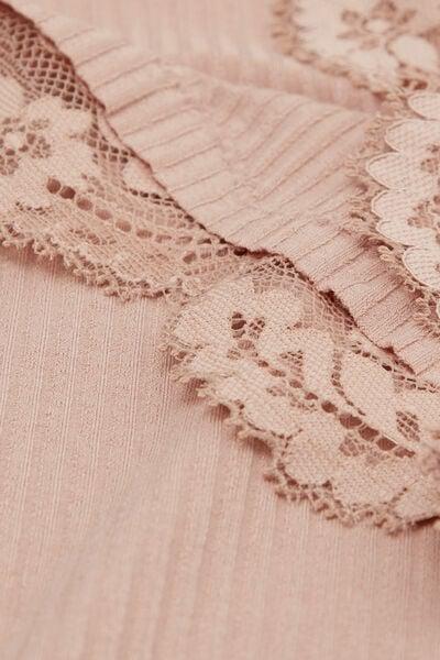 Beige Your Every Wear Ribbed Lacy Shorts, 5601_939J, large image number 4