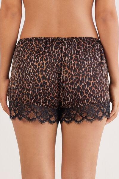 Brown Sensual Attitude Animal Print Viscose Satin Shorts, 5601_030K, large image number 3