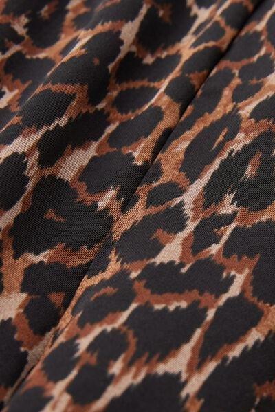 Brown Sensual Attitude Animal Print Viscose Satin Shorts, 5601_030K, large image number 4
