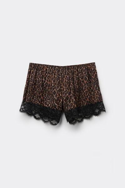 Brown Sensual Attitude Animal Print Viscose Satin Shorts, 5601_030K, large image number 6
