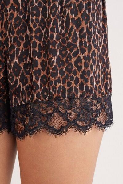 Brown Sensual Attitude Animal Print Viscose Satin Shorts, 5601_030K, large image number 10