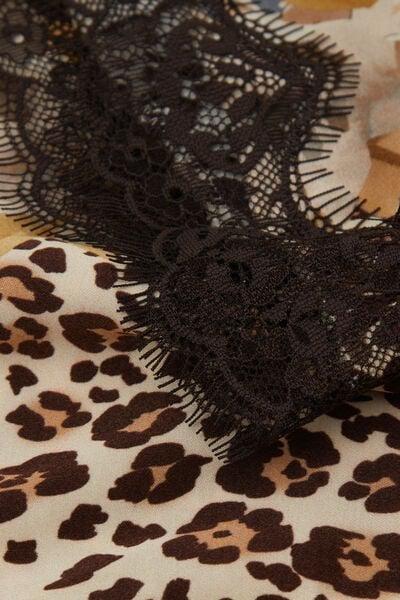 Beige Simply Iconic Animal Print Viscose Satin Shorts, 5601_071K, large image number 4