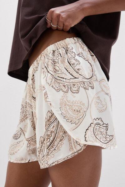 Beige Get Noticed Viscose Satin Shorts, 5601_113K, large image number 5