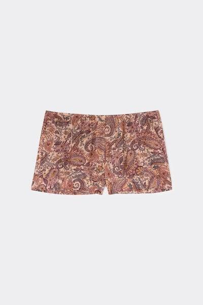 Brown Elevate Your Day Printed Viscose Satin Shorts, 5601_197K, large image number 3