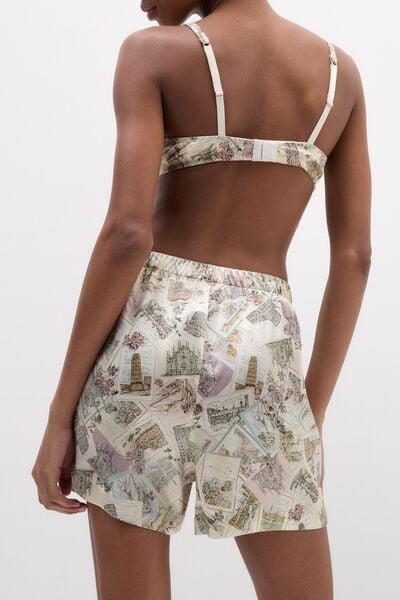 Beige La Dolce Vita Printed Silk Shorts, 5601_199K, large image number 2