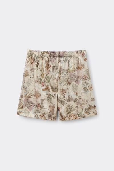Beige La Dolce Vita Printed Silk Shorts, 5601_199K, large image number 3