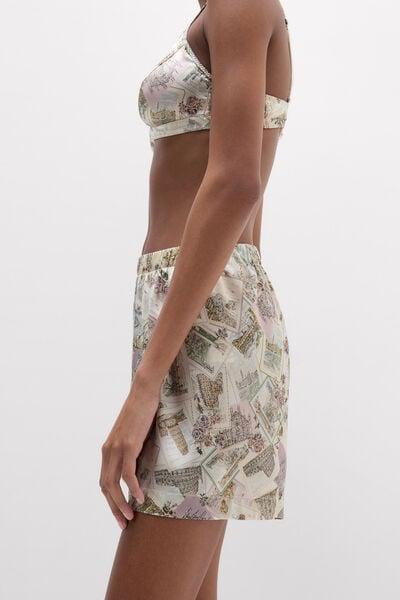 Beige La Dolce Vita Printed Silk Shorts, 5601_199K, large image number 5