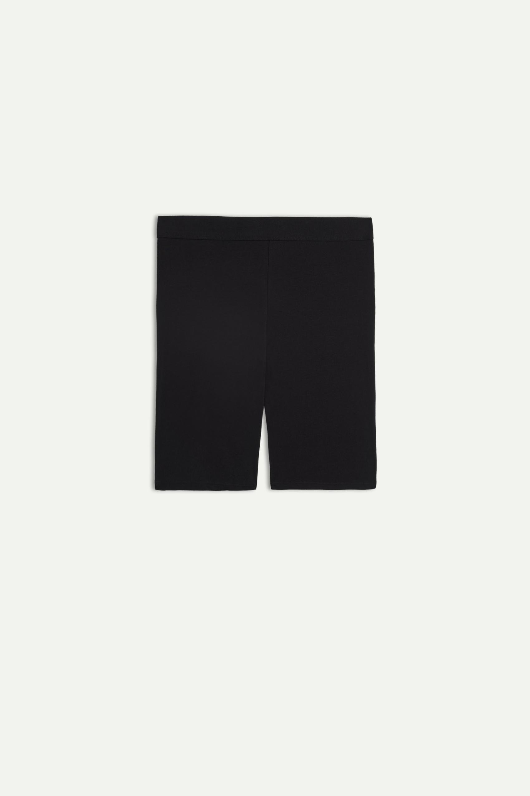 Black Cotton Cycling Shorts, , large image number 4