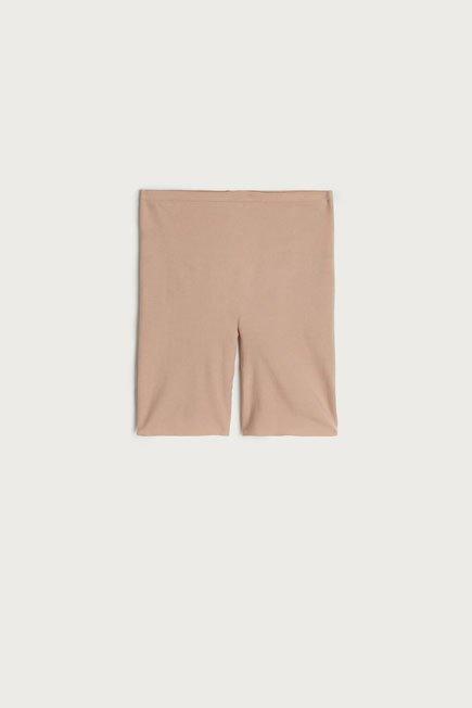 Beige Seamless Stretch Shorts, , large image number 10