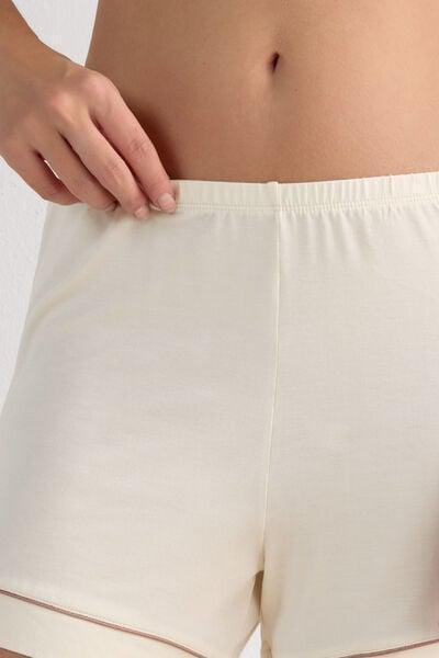Cream Contrasting Trim Shorts, Vanilla Ivory, large image number 5