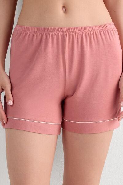 Pink Contrasting Trim Modal Shorts, 5601_849J, medium