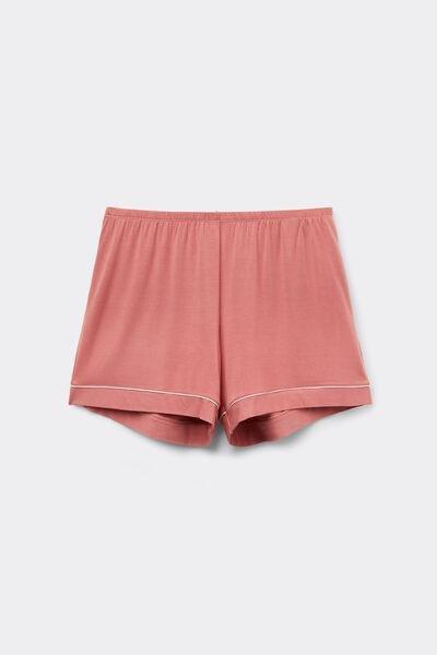 Pink Contrasting Trim Modal Shorts, , large image number 2