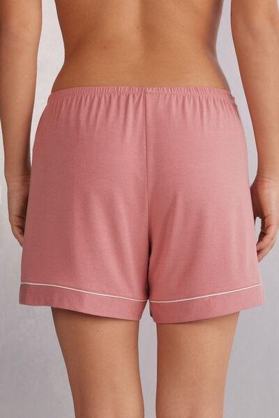 Pink Contrasting Trim Modal Shorts, , large image number 3