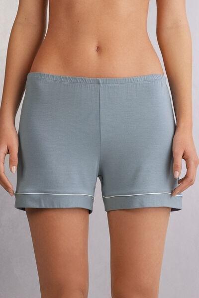 Blue Contrasting Trim Shorts, , medium
