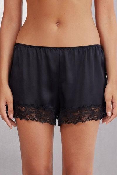 Black Silk Shorts, Black, large image number 3