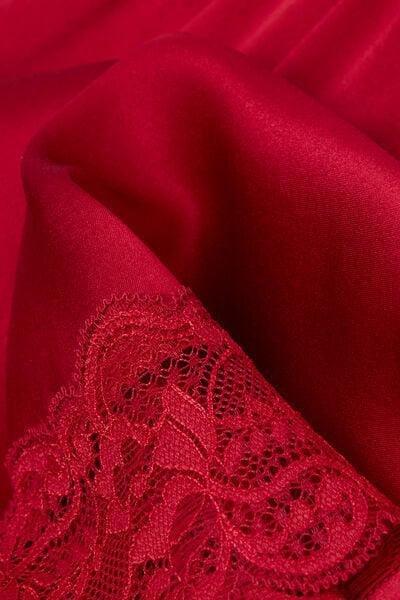 Red Lace Trim Silk Shorts, Red, large image number 7