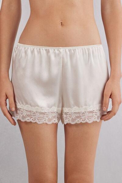 White Silk Shorts, Powder White, large image number 2