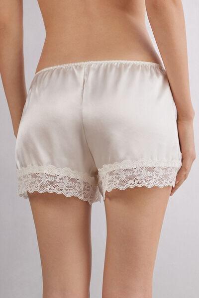 White Silk Shorts, Powder White, large image number 4