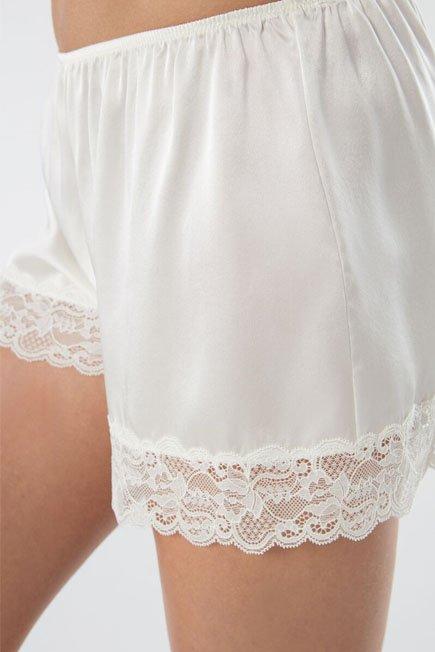 White Silk Shorts, Powder White, large image number 6
