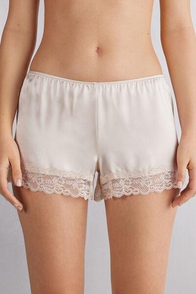 White Silk Shorts, Silk, large image number 3
