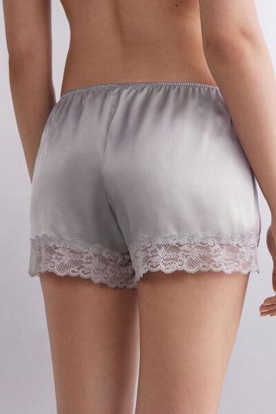 Grey Lace-Trimmed Shorts, , large image number 3
