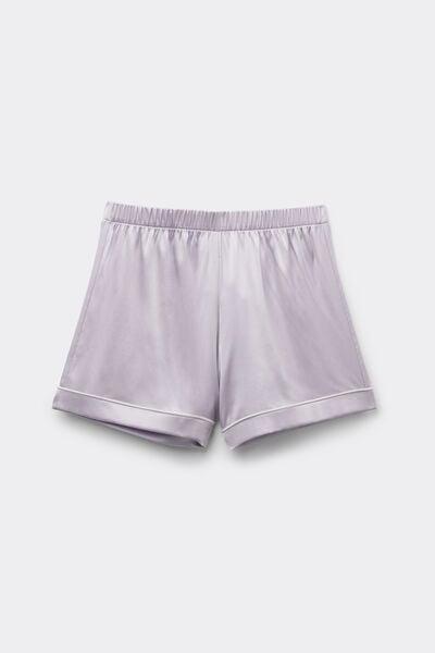Lilac Trimmed Silk Shorts, 5601_056K, large image number 3